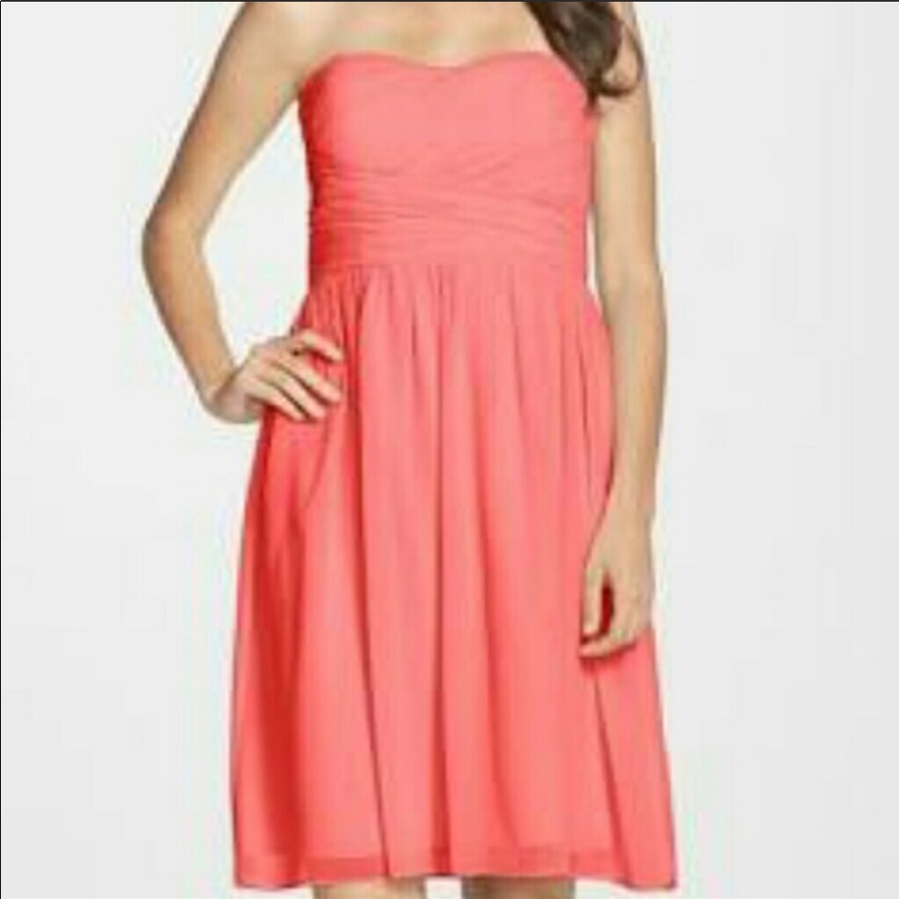 Donna Morgan Sarah Strapless Ruched Chiffon Dress